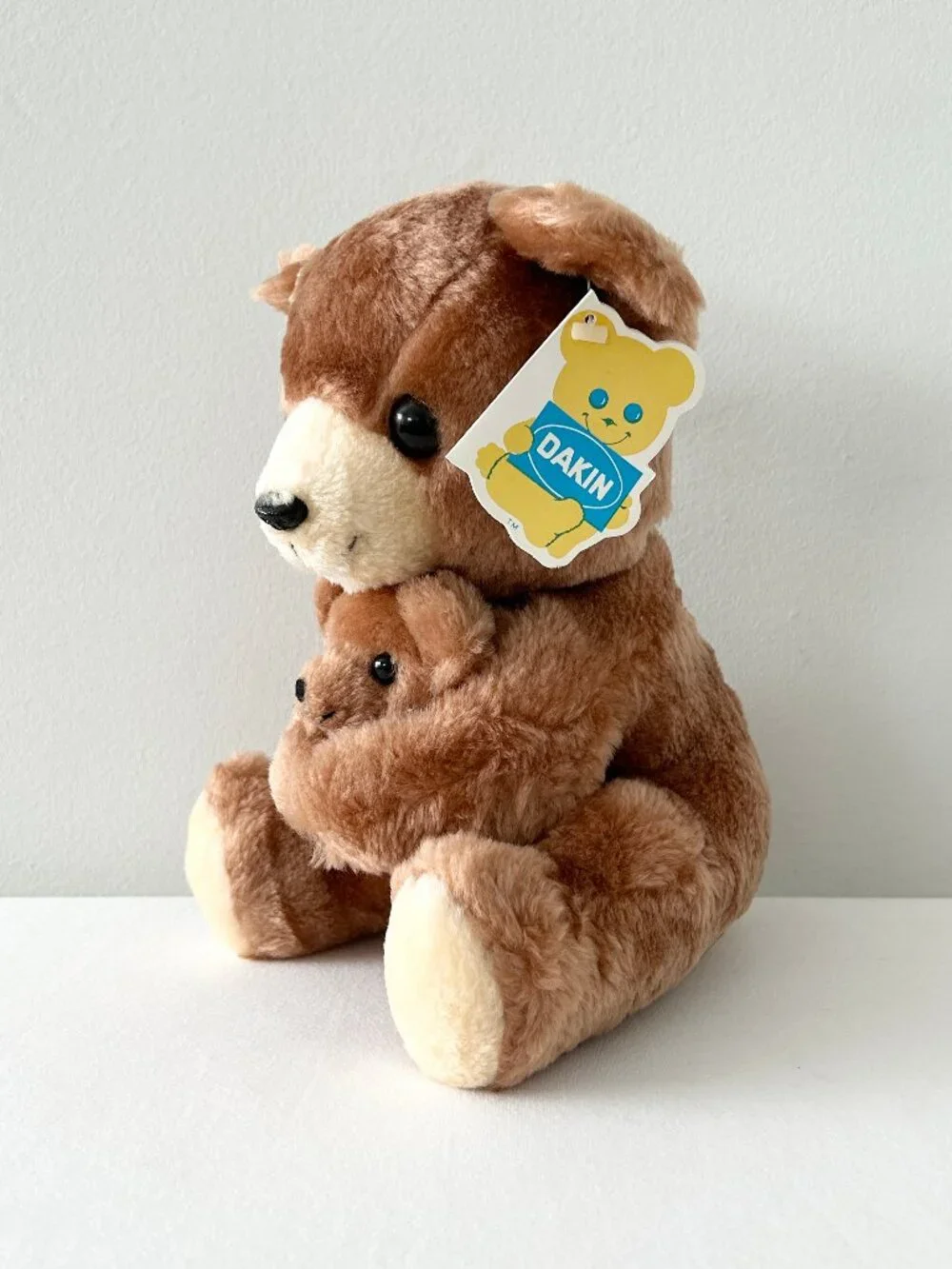 Vintage 1977 DAKIN Nature Babies Brown Bear Mama & Baby Plush Set Stuffed Toy